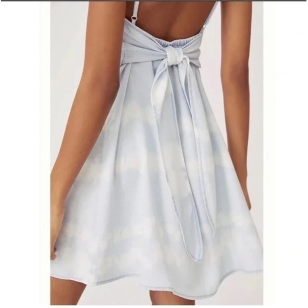 Cloth & Stone by‎ Anthropologie linen dress womens size extra small blue tye die - Picture 2 of 6